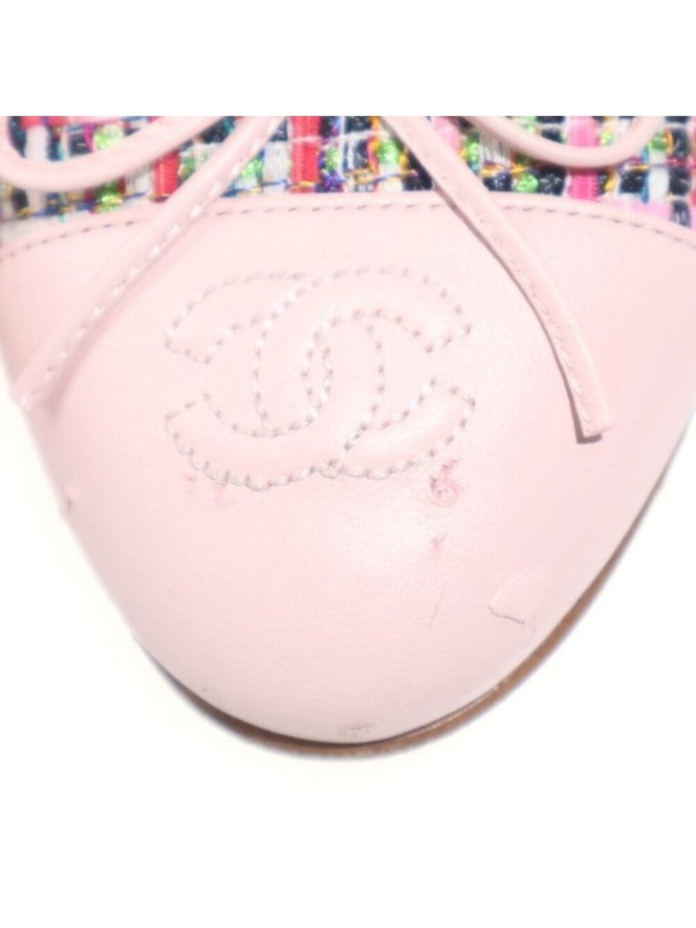 Chanel Ballerina CC Logo Tweed Flat Shoes Pink - Picture 6 of 6